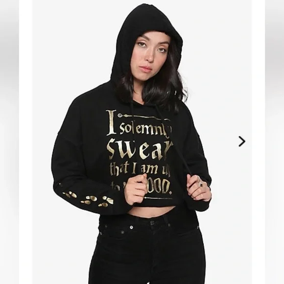 Hot Topic Tops Harry Potter Marauders Map Crop Pullover Hoodie